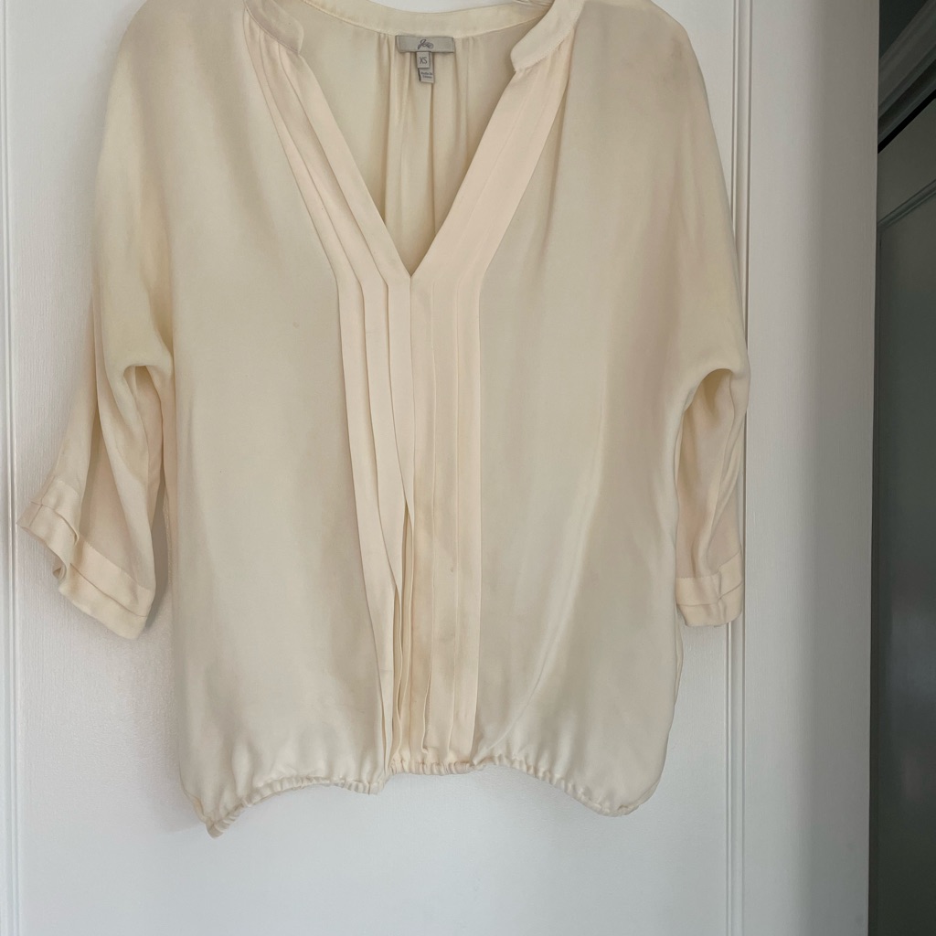 Joie 100% Silk 3/4 Sleeve Top In Off White Size Xs